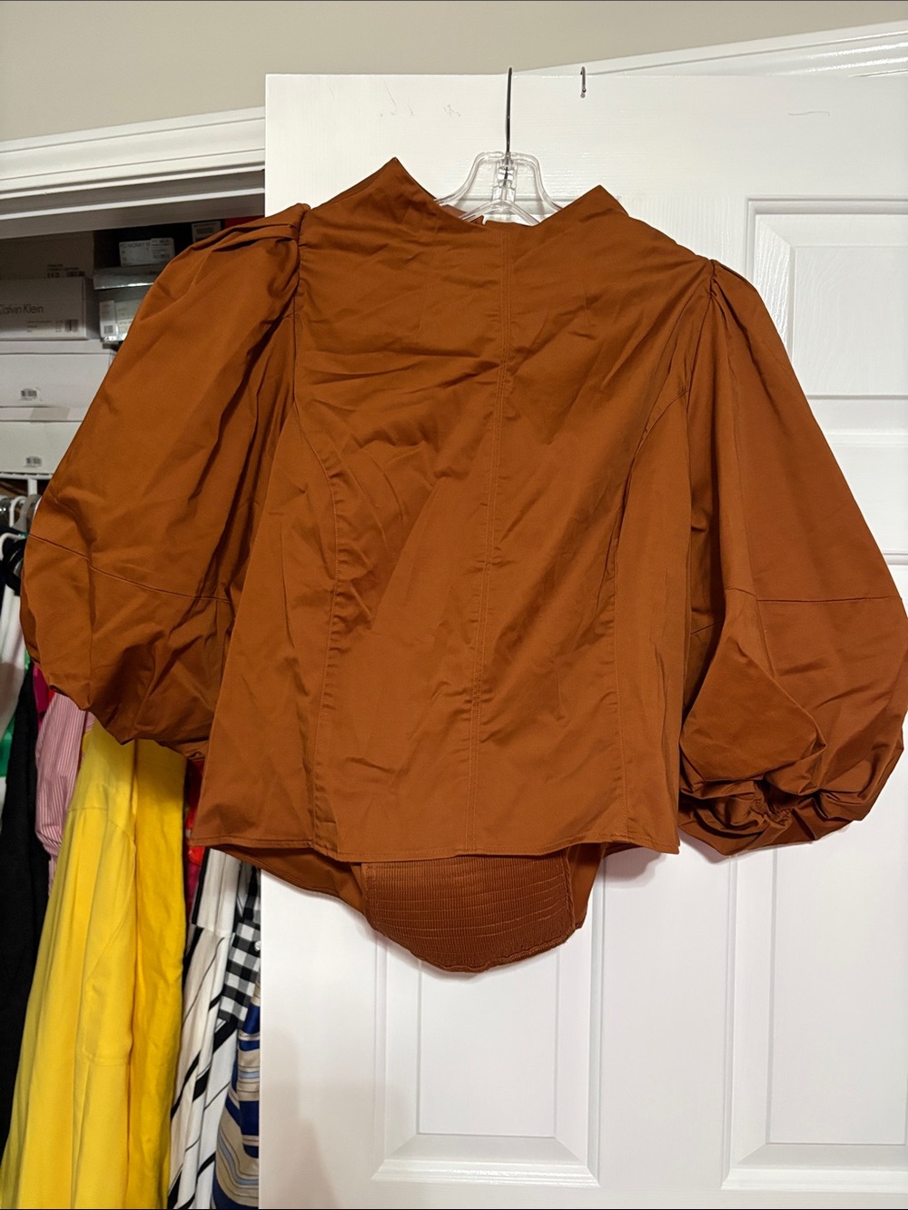 Banana Republic Copper Brown Puff Sleeve Blouse